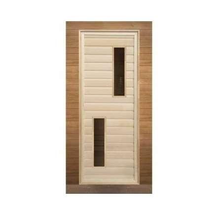 Дверь для бани липа с 2-мя стеклами (кор. хвоя) 1900x700 (без петель) купить в Орше