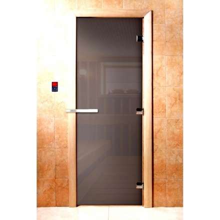 Дверь для сауны Doorwood Сумерки Графит прозрачный 1900x700 (стекло 8 мм, 3 петли) в Орше