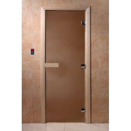 Дверь для сауны Doorwood Теплая ночь 1900x800 (коробка листва, стекло 8 мм, 3 петли) в Орше