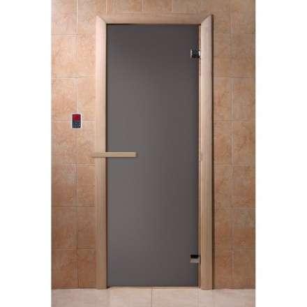 Дверь для бани Doorwood Графит матовый 1900x700 мм (коробка хвоя, стекло 6 мм, 2 петли) в Орше