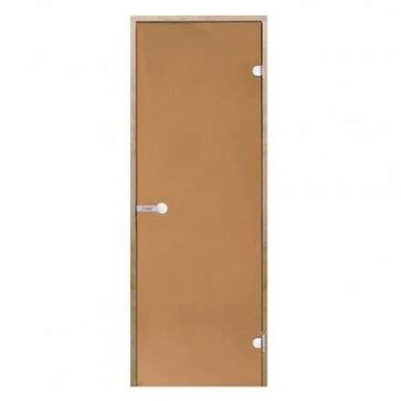 Дверь для бани стеклянная Harvia 8/21 коробка ольха, бронза в Орше