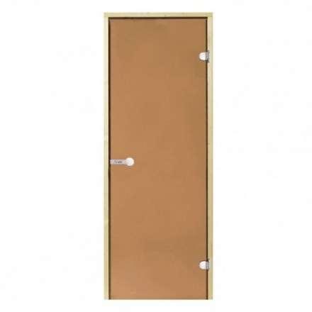 Дверь для бани стеклянная Harvia 7/19 коробка сосна, бронза в Орше