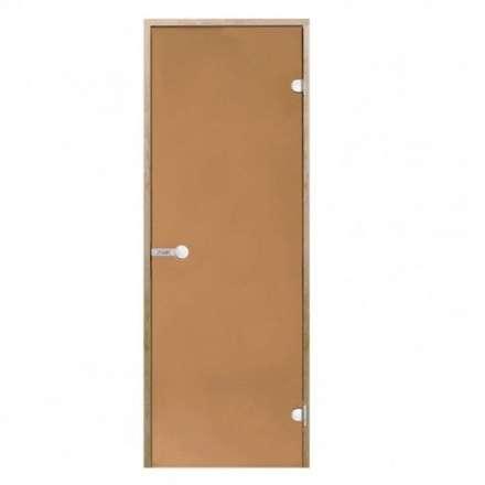 Дверь для бани стеклянная Harvia 7/19 коробка ольха, бронза в Орше