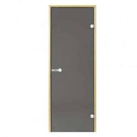 Дверь для бани стеклянная Harvia 7/19 коробка сосна, серая в Орше