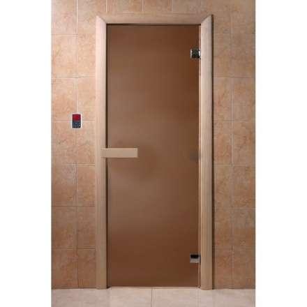 Дверь для бани стеклянная Doorwood Бронза матовая 1800x700 (хвоя, стекло 6 мм, 2 петли) в Орше