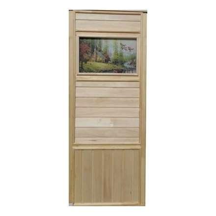 Дверь деревянная для бани DoorWood Эконом 1840x740 со стеклом ФП Летят Утки в Орше