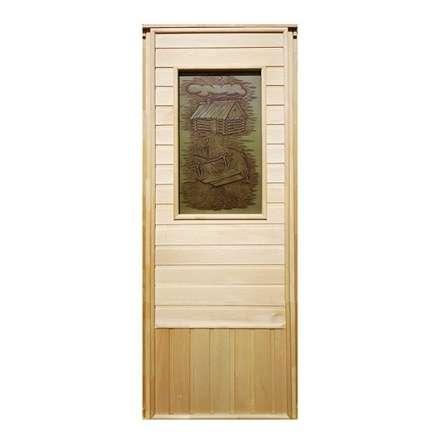 Дверь деревянная для бани DoorWood Эконом 1840x740 со стеклом ФП Изба в Орше