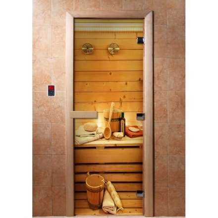 Дверь для сауны Doorwood с фотопечатью A033 1900x700 в Орше