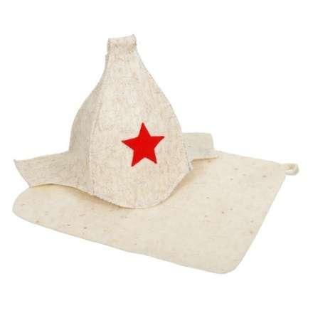 Набор из двух предметов (Шапка Будёновка белая, коврик) 41128 в Орше