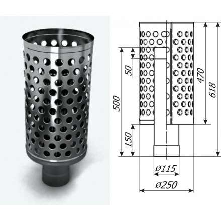 Каменка натрубная ДИЗЕЛЬ, ф115, 1/0,5мм, нерж/нерж в Орше