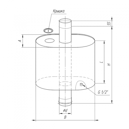 Бак Ferrum Комфорт эллиптический с трубой 60 л в Орше