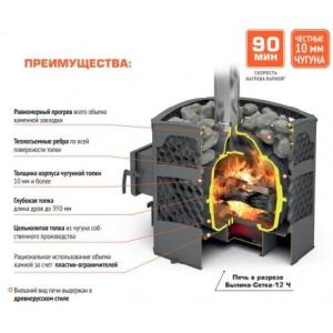 Печь для бани Теплодар БЫЛИНА-СЕТКА-12Ч Панорама (1.2) (без двери БЫЛИНА 16 обрамления) в Орше