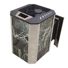 Печь Пегас 16 панорама в камне змеевик в Орше