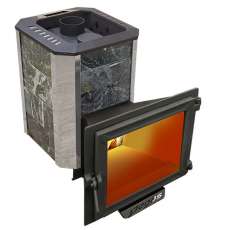 Печь Пегас 16 панорама в камне змеевик Амазонка бай фото в Орше