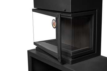 Камин МАДРИД на дровнике Гигант слева черный\белый шамот в Орше