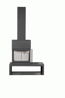 Камин МАДРИД на дровнике Гигант слева черный\белый шамот в Орше