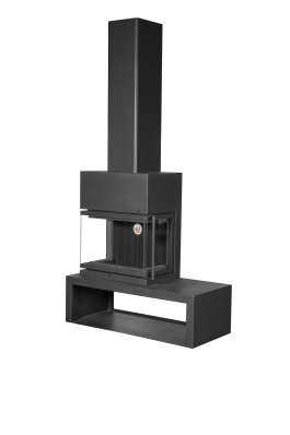 Камин МАДРИД на дровнике Гигант слева черный\белый шамот в Орше