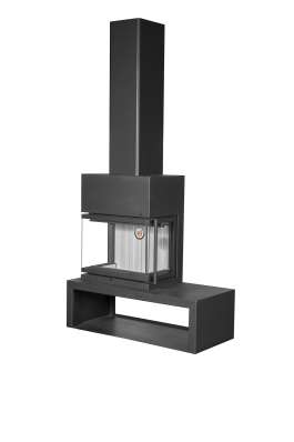 Камин МАДРИД на дровнике Гигант слева черный\белый шамот в Орше