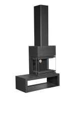 Камин МАДРИД на дровнике Гигант справа черный\белый шамот в Орше