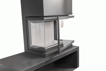 Камин МАДРИД на дровнике Гигант справа черный\белый шамот в Орше