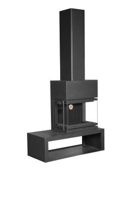 Камин МАДРИД на дровнике Гигант справа черный\белый шамот в Орше