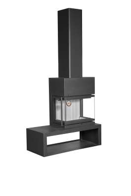 Камин МАДРИД на дровнике Гигант справа черный\белый шамот в Орше