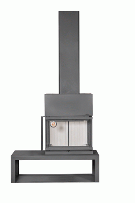 Камин МАДРИД на дровнике Гигант справа черный\белый шамот в Орше