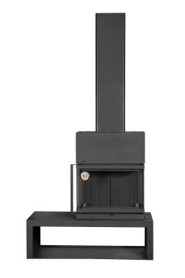 Камин МАДРИД на дровнике Гигант справа черный\белый шамот в Орше