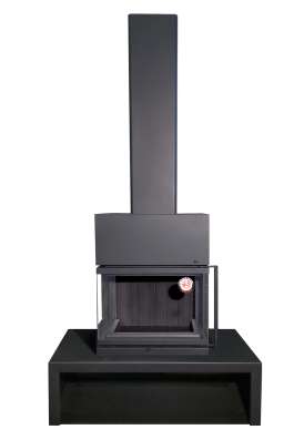 Камин МАДРИД на дровнике Гигант центральный черный\белый шамот в Орше
