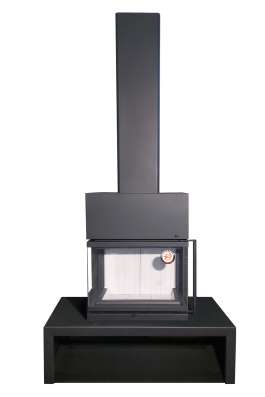 Камин МАДРИД на дровнике Гигант центральный черный\белый шамот в Орше