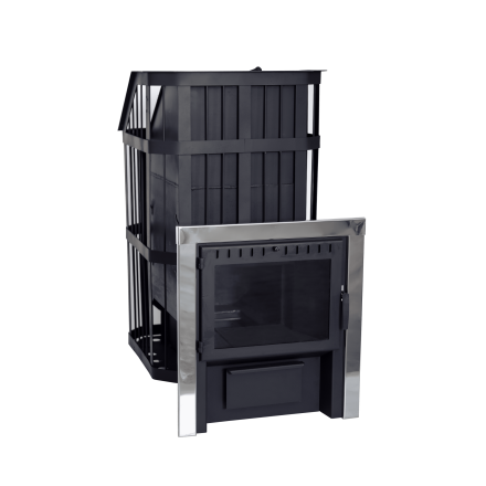 Печь банная Сибирь-24 c закрытой каменкой, панорамная дверца в Орше