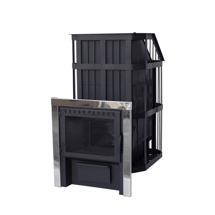 Печь банная Сибирь-24 c закрытой каменкой, панорамная дверца Амазонка бай фото в Орше