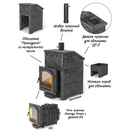 Комплект Президент Везувий Легенда Ретро 205 Пироксенит в Орше
