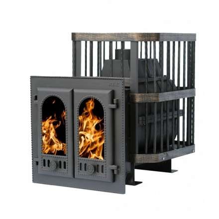 Печь банная Сибирь-24 с двухстворчатой каминной дверцей Амазонка бай фото в Орше