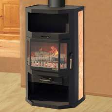 Недорогая отопительная печь-камин со стеклом Мета-Бел Ангара фото в интерьере в Орше