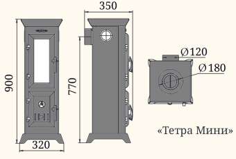 Отопительная печь Термофор Статика Тетра Мини, чёрная бронза фото в Орше