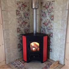 Купить Печь-камин Везувий ПК-01 (220) угловой красный 9 кВт в Орше в Орше