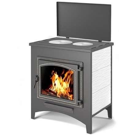 Печь-камин Везувий ПК-04 (240) с плитой беж 12 кВт Амазонка бай фото в Орше