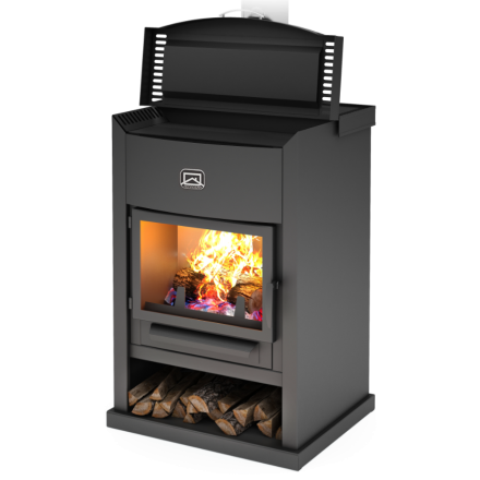 Стальной камин с дровницей Теплодар ОВ-120 (прямой) фото в Орше