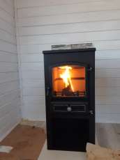 Стальной печь-камин со стеклом ЭТНА (БКД) с плитой фото в Орше