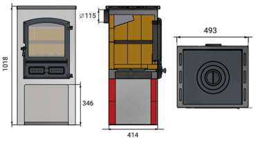 Стальной камин со стеклом ЭТНА (БКД) с плитой и теплообменником фото в Орше
