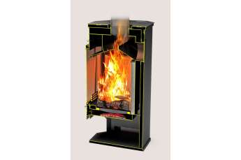 Стальной недорогой камин с дровницей Теплодар Румба фото в Орше