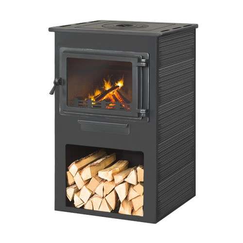 Печь-камин ЭТНА (Панорама) с плитой фото в Орше