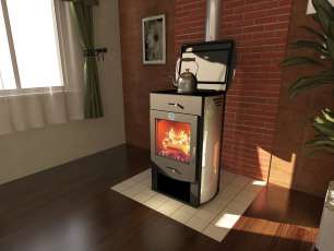 Стальной недорогой камин со стеклом Теплодар Танго плюс фото в Орше