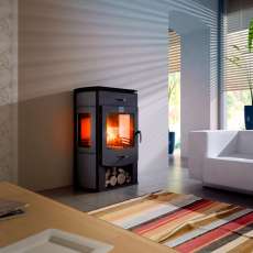 Стильный камин с тремя стеклами Теплодар Танго Трио фото в интерьере в Орше