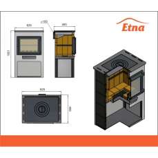 Печь-камин ЭТНА (Панорама) с плитой и теплообменником Амазонка бай фото в Орше