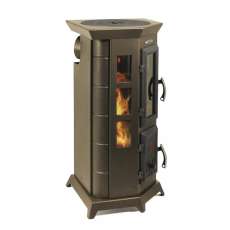 Отопительная недорогая печь Термофор Статика Квинта, чёрная бронза фото с боку в Орше