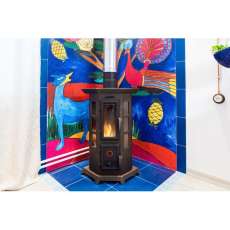 Угловая стальная печь Термофор Статика Квинта, чёрная бронза фото в Орше