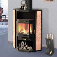 Недорогой большой камин с шамотом Печора Мета Бел фото в интерьере в Орше