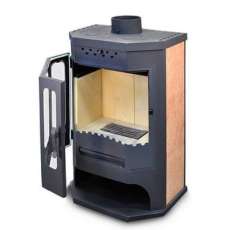 Стальной камин с шамотом Бавария призматик с плитой фото в Орше